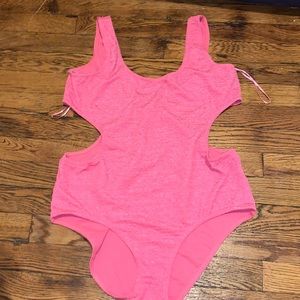 Pink cut out leotard